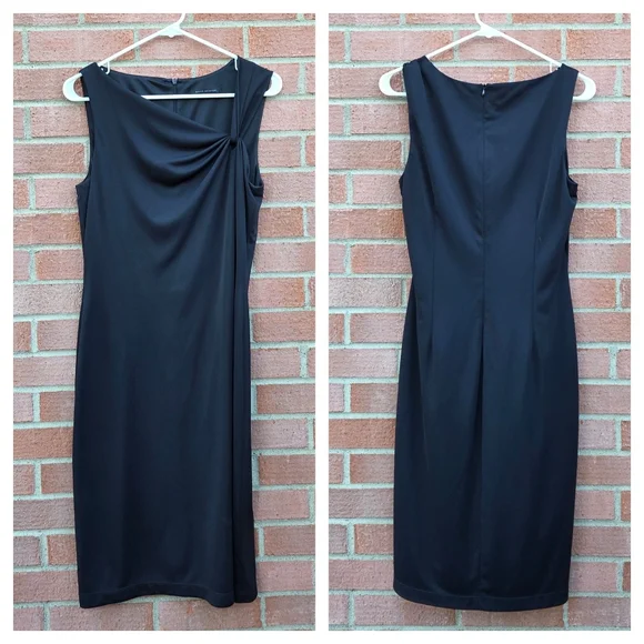 David Meister Asymmetric sheath dress size 10 black - Picture 1 of 3